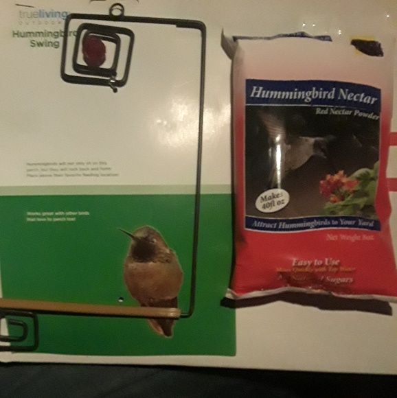 Metal Hummingbird Swing Hanging Perch & Nectar